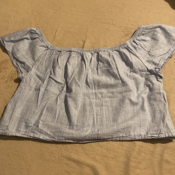 Blue off the shoulder cropped top. Brand is Black Swan and it’s a size small. - Picture 2 of 2